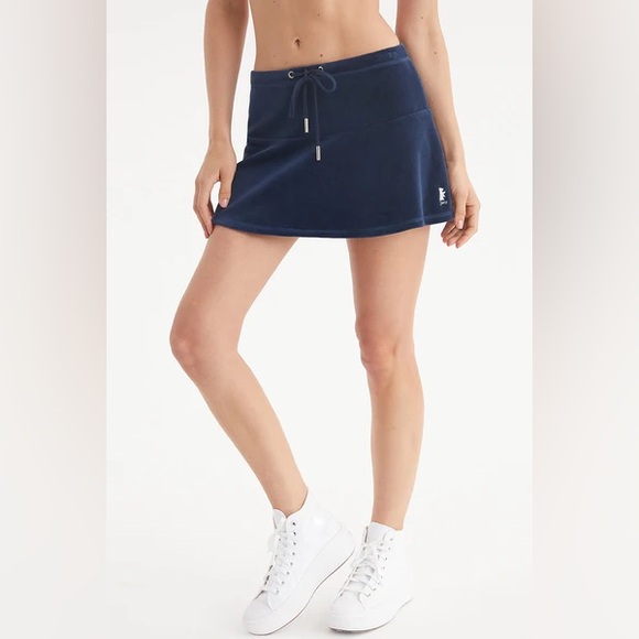 JUICY COUTURE | ✨NEW✨ Scottie Cotton Velour Mini Skirt in Regal Blue - Picture 2 of 9